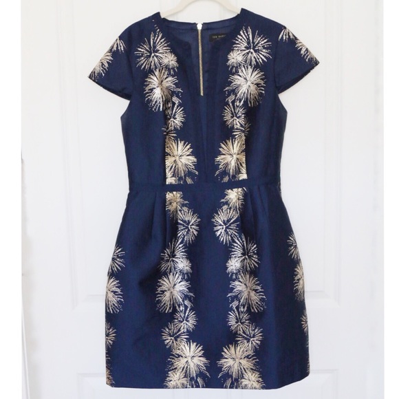 Ted Baker Tzalla Sculpted Stardust Dress Blue 8 - Picture 1 of 16